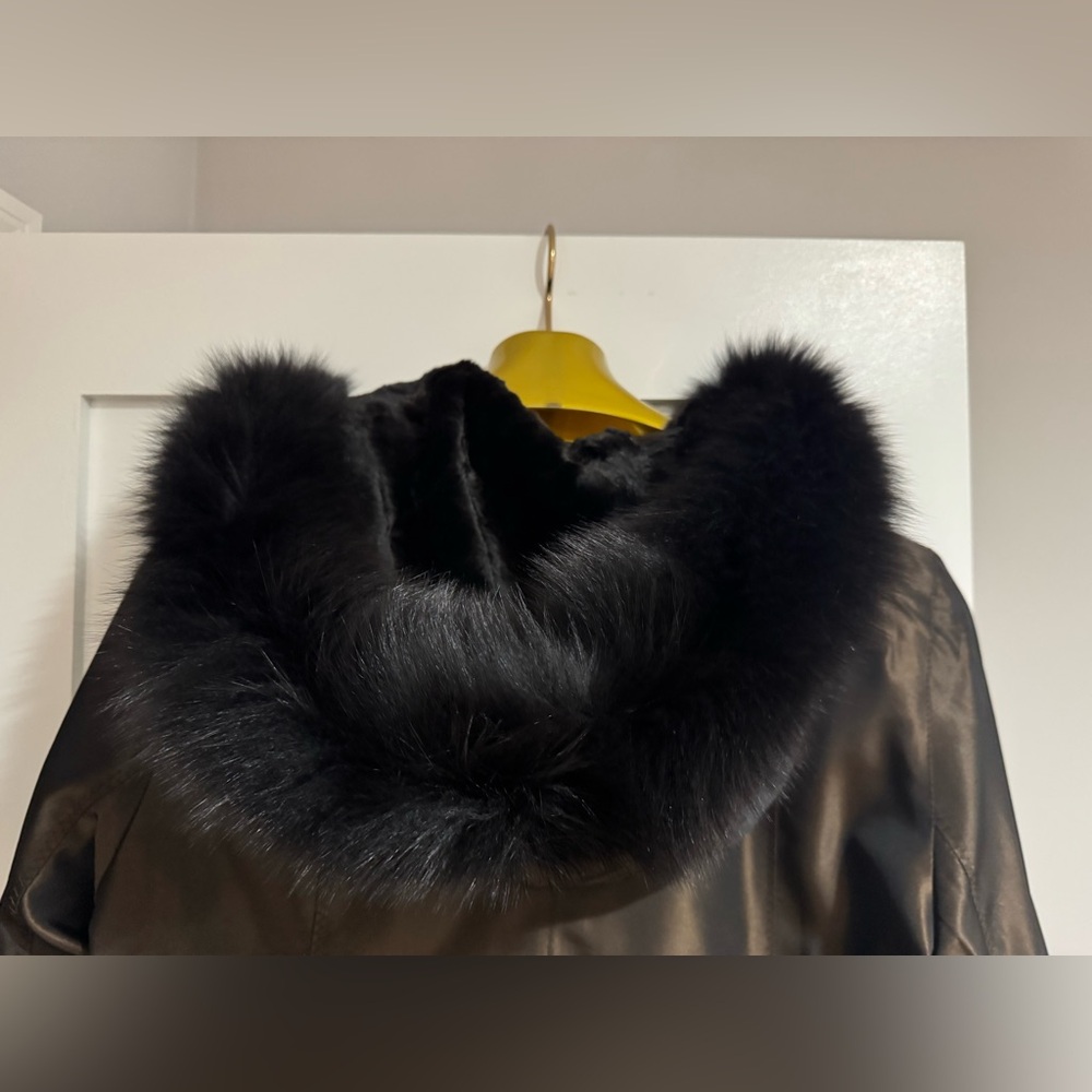 MACY’S FUR VAULT REVERSIBLE REAL MINK FOX COAT FUR SIZE L LARGE HOOD - Picture 12 of 16